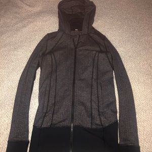 Grey/Black Lululemon Herringbone Pattern Zip Up